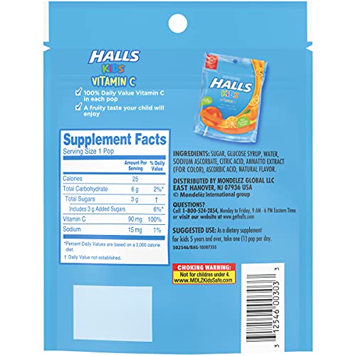 Halls Kids Портокал люспи с витамин С - за деца - 10 люспи (1 пакетче от 10 люспи)