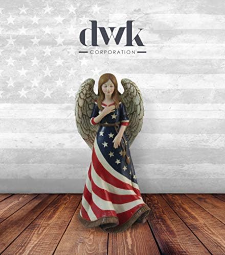 DWK Статуя на Патриотични Ангел Американската вяра | Статуи и Статуетки за Домашен интериор | Религиозна Статуя | Религиозни декорации за дома | Символ на Сила, Грация и Свобода Декор за вашия дом офис - 9,5 инча