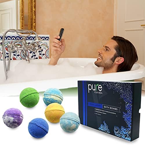 Подаръчен комплект Pure Bath Bomb за мъже, опаковка от 24 органични бомбочек за баня, за вана и спа, Страхотна идея за подарък за вашия баща, съпруг, човек, за специални поводи, рождени Дни, празници и още много други