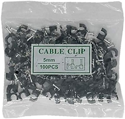 Кабелни скоби mazuu Черни Кръгли, със стоманени пирони, (в пакет 100 броя) (4 mm)