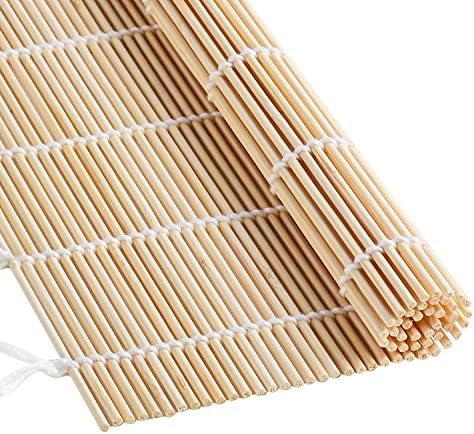 Подложка за листове суши от гъби и бамбук с 2 Чифта пръчици за хранене От естествен бамбук, 9,5 x 9,5, набор за приготвяне на суши от 2 теми