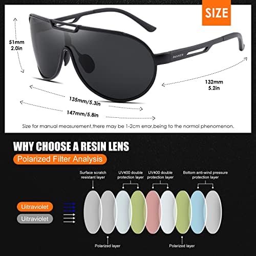 TEAPLMTT Ретро Извънгабаритни Поляризирани Слънчеви Очила-Авиатори за Мъже в Метална Рамка Ultra Light