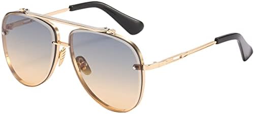 Dollger Квадратни Слънчеви Очила-Авиатори за Мъже и Жени, Модерни Метални Vintage Слънчеви Очила с Градиентными Нюанси, Защита UV400