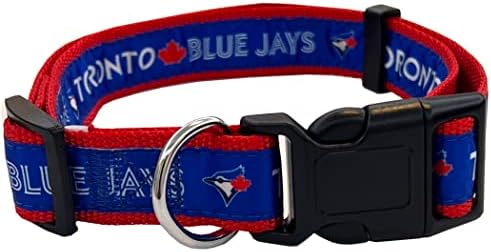 Яка MLB за домашни любимци, Toronto Blue Jays, Голяма яка бейзболен отбор за кучета и котки. Блестящ и Цветен Нашийник за Кучета и Котки, лицензиран MLB