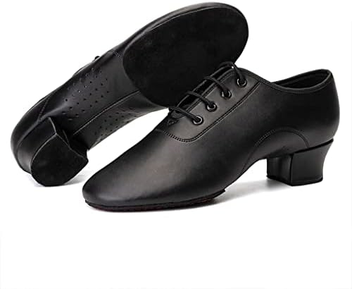 N/A Мъжки Обувки за латинските танци, Бални обувки, Танцови обувки за танго, Модерен/Джаз Танц маратонки, танцови обувки на нисък ток 3.5 см, размер на 35-44 (Цвят: черен размер: 43)