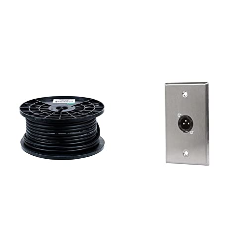 Дълъг кабел за професионален микрофон Monoprice - 250 фута - Черно, 16AWG, 8,0 мм С проводник от Высокочистой Бескислородной мед, с меден екран в оплетке