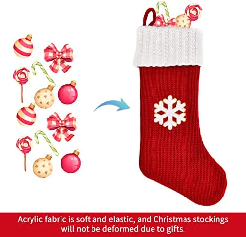 Коледни чорапи AQORHYMID, 18 Голяма Плетени, Украшения за Отглеждане с Индивидуален Дизайн, Изискан Коледни Чорапи с хавлиени Бродерия, за Коледни семейни празници, декември, (4 опаковки от сняг)