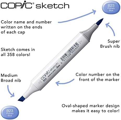 Алкохолно Маркер Copic Скица 5 Цвята + Комплект Multiliner SP, За изготвяне на Сиво