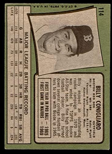 1971 Topps 114 Били Конильяро на Бостън Ред Сокс (бейзболна картичка) VG Red Sox