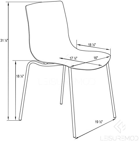 Съвременен стол за хранене LeisureMod Astor (комплект от 4), прозрачен черен