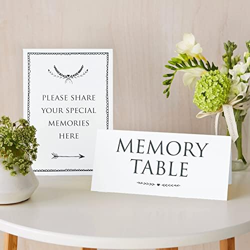 Набор от АНГЕЛИ и ГЪЛЪБИ от 2 Бели таблетки на погребален масата Таблица на паметта и Споделете вашите спомени - за Книга за съболезнования, Паметника, Празнуване на живота