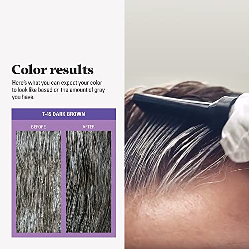 Just For Men Нюанс на сивото, Оцветяване на коса за мъже с помощта на апликатор-гребени, Отличен за създаването на образа на Сол и пипер - Тъмно кафяв, T-45 - Опаковка от 3 броя (пакет може да варира)