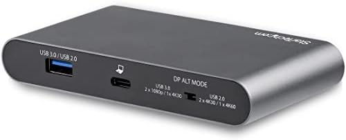 StarTech.com Зарядно устройство C USB Порт за два монитора с резолюция от 4K - Зарядно устройство за мини лаптоп - Чрез прехвърляне на захранване с мощност 100 W - GbE, 2-портов хъб USB-A - Многопортовый адаптер USB