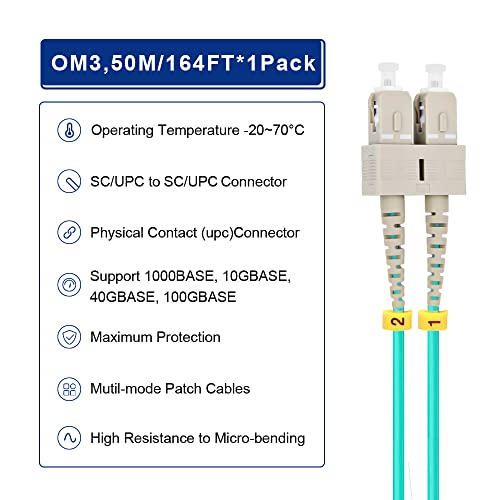 Оптичен кабел FLYPROFiber 50М SC към SC OM3 | Възможности дължина: 1 m-50 м, многомодовые оптични кабели LSZH-50М (164 ft), 10GB Duplex Duplex 50/125um