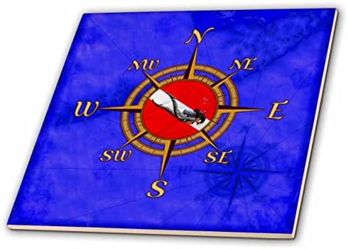 Триизмерен морски компас за гмуркане с жена дайвером и синя карта на плуване. - Плочки (ct_358273_1)