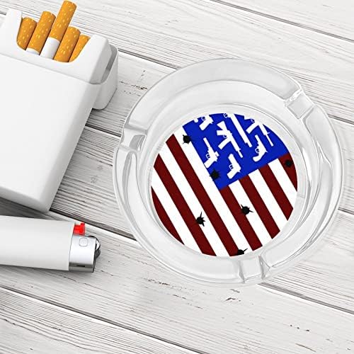 Американски Флаг Пистолети И Дупки От Куршуми Стъклен Пепелник За Цигари, Пури, Пепелник Кръгъл, Държач За Вътрешно Външно