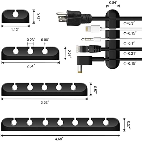 Тенис на притежателя на кабел от Mikudia Cable Management - 7 интелигентни скоби за кабели, поставки за кабел за маса у дома или в офиса Идват с 10 допълнителни стяжками за кабел. Перфектен органайзер за кабели, кабели