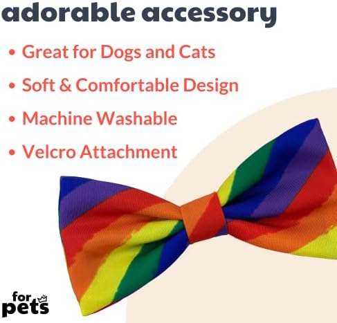 Папийонка Huxley & Kent за домашни любимци | Equality (Голям) | папийонка Pride велкро, с прикрепен на яката | Забавни Вратовръзки-пеперуди за кучета и котки | Красиви, удобни и трайни | папийонка H & K