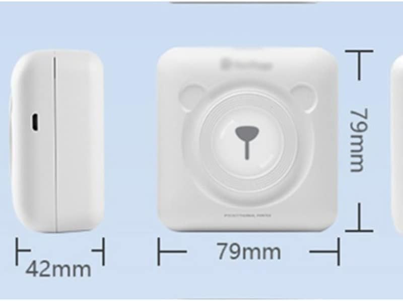 SLNFXC Мини Bluetooth Термален принтер снимка Преносим Мобилен Джобен 58 мм Принтер, Хартиени Етикети и Етикети за Домашния офис (Цвят: OneColor, размер: 79 * 79 * 42 мм)