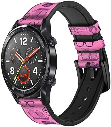 CA0485 Париж Розова Кожа и Силикон Каишка за смарт часовник Каишка Часовник Smartwatch Размер на Смарт часа (22 мм)