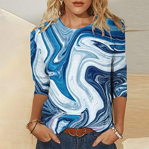 2023 през Цялата Деколте Лодка Памучен Ежедневна Блуза с Графичен Дизайн Тениска за момиче с Дълъг Ръкав 3/4, Лятна Есенна Женска Тениска O3 O3