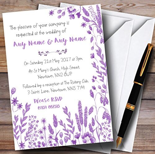 Работа-Пурпурни Есенни Листа, Акварел Персонални Покани За Сватба