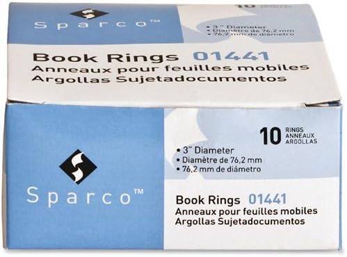 Ценна опаковка от 100 позвънявания Sparco Book Ring диаметър 3 инча, 100 броя в кутия, Сребро (SPR01441)