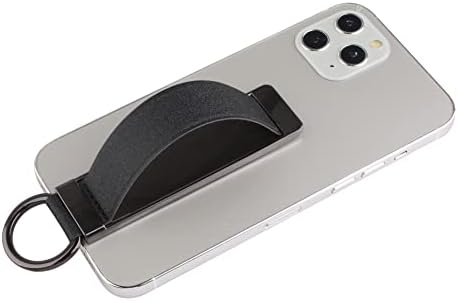 Стойка за телефон от задната страна на Притежателя на телефона за ръката, Универсален Държач за отпечатъци с линия за мобилен телефон с каишка през рамото си за iPhone и калъф (черен)