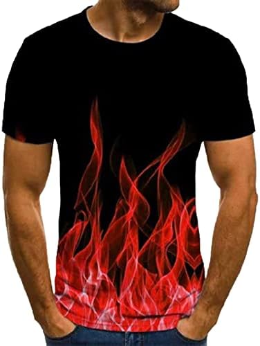 Мъжки ризи с Цифрово 3D Принтом, Летни Ежедневни Ризи с Къс Ръкав, Стилни Блузи с Графичен принтом Пламък На Изход