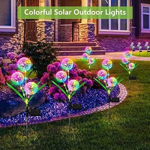 BONLION Слънчева светлина за външно декор градина, 2 опаковки изключително модерни Слънчеви градински фенери Декоративни Глухарче с 36 Цветни led - IP65 Водоустойчиви Слънчеви Лампи за работа на открито, на двора, на