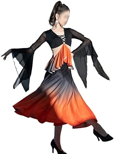 JKUYWX Стандартно рокля за състезания в балната зала на Наклон цветове, облекло, за да се изяви на сцената за Танго Валс (Код за цвят: D, размер: L)