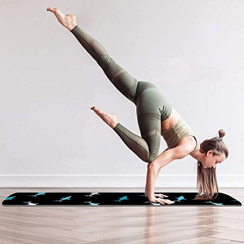 Много дебело килимче за йога с абстрактни символи Акули 6 мм, екологично Чисти Постелки за упражнения от ТПЭ, Подложка за Пилатес Йога тренировки, основен Фитнес и упражнения на пода, За мъже и Жени