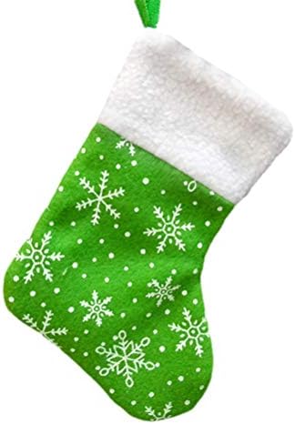 Amosfun Традиционните Коледни Чорапи с Шарени Снежинки, Коледни Чорапи, Чорапи за Коледно Висящи Орнаменти на Украса Зелен Цвят