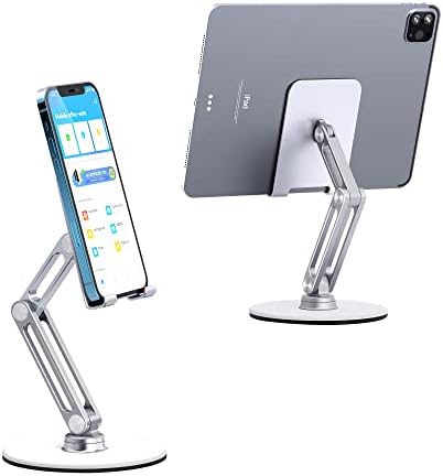 Поставка за таблет и телефон meenova, съвместима с настолен притежател на iPad/iPad pro/ipad Mini/мобилен телефон/Kindle, подходящ за 4-13 инча, регулируем обхват и височина, завъртане регулируема основа на 360 °