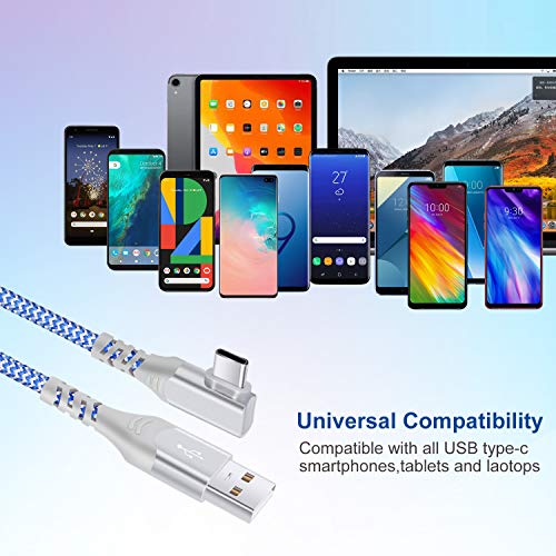 USB кабел C под прав ъгъл За бързо зареждане (3 опаковки по 10 метра), кабел за зарядно устройство Pofesun 90 Градуса от USB A до Type C, кабел за зареждане Кабел, който е Съвместим за Samsung Galaxy S20 S9 S10 S8 Plus