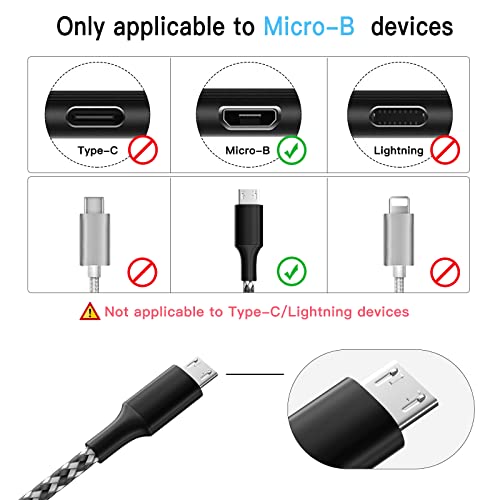 Къс кабел зарядно Micro USB с дължина 0,8 метра, 3 комплекта Зарядни кабели в найлонов оплетке за Samsung Nexus, LG, Смартфони, таблети Kindle, игрови конзоли, камери, твърди дискове и още много Други, в черно и бяло