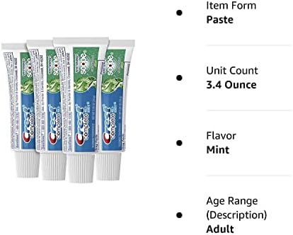 Мятная паста за зъби Crest Complete Whitening Обхват. Размер за пътуване 85 грама, 4 опаковки