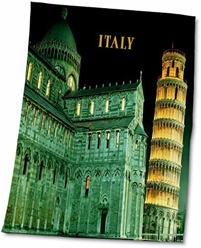 3dRose Florene Италия - кулата, Италия, Осветени през Нощта - Кърпи (twl-80837-1)
