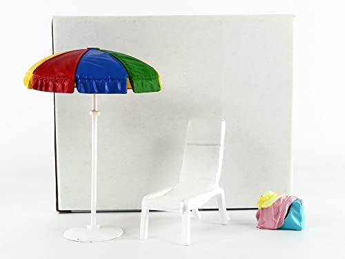 Плажни аксесоари за момичета (шезлонг, чадър и спортна чанта) за модели в мащаб 1/18 от American Diorama 76317