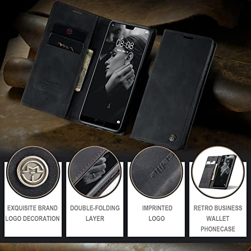 Чанта-портфейл с панти капак за телефон, съвместим с калъф-чанта Huawei P20 PRO от изкуствена кожа премиум-клас, калъф-чанта 2 в 1, с окачени магнитен капак-чанта, калъф от матирана и мека кожа + TPU с долната част