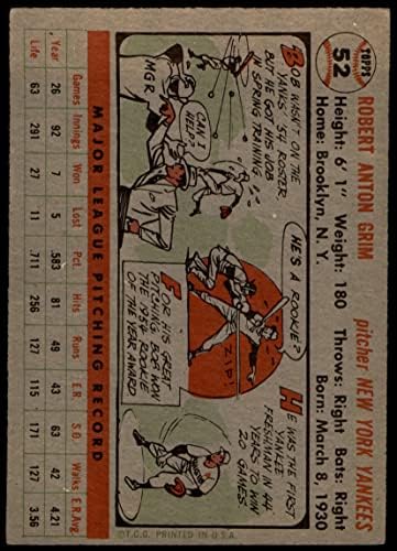 1956 Topps 52 Боб Грим Ню Йорк Янкис (бейзболна картичка) ДОБРИ Янкис