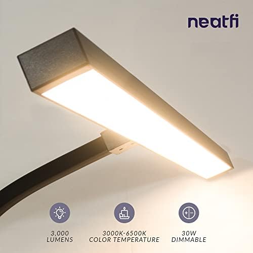 Neatfi (Нов модел) Гъвкава настолна лампа със скоба, с регулируема яркост, 3000 Лумена, led лампа за монитор, мощност 30 W, цветна температура от 3000 до 6500 К, 5 нива на яркост и 5 режима на осветлението (31,5 инча,