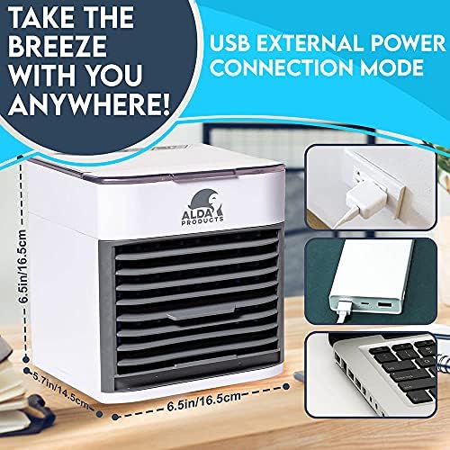 Преносим Мини-климатик - Охладител с захранван от USB - Безшумен настолен вентилатор за охлаждане на личното пространство - Малък климатик с led подсветка за спални - Мобилен климатик за къмпинг
