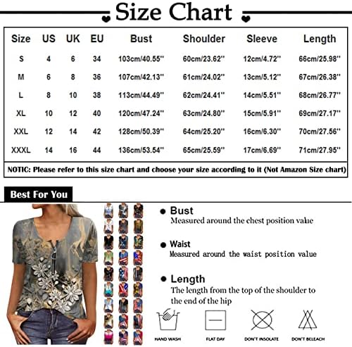Дамски тениски на Размера на Плюс с цип Отпред, Блузи с къс ръкав, Летни Блузи с Флорални Принтом, Удобен Пуловер, Риза-Туника