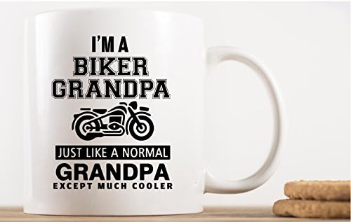 Аз съм дядо-велосипедист. Съвсем като Обикновен Дядо, само Много по-Стръмен. Черни букви Забавен Уникален Колоездач Вдъхновени Новост Кафеена Чаша Чаша Мотоциклет Рожден Ден на бащата