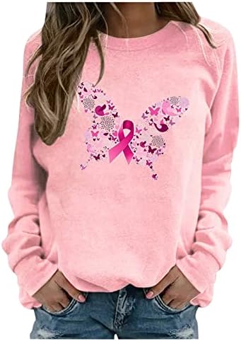 NaRHbrg Вдъхновяващи Женски Ризи Hope Breast Cancer Awareness Розова Риза Pray for a Cancer Дамска Тениска с дълъг Ръкав За лечение на рак