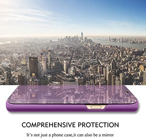 Кожен калъф Galaxy S21, който е Съвместим с Samsung Galaxy S21 5G, 6,2-инчов калъф за телефон, Огледало за грим, флип-надолу капак, калъф S21 със стойка, устойчив на удари Защитен калъф за Samsung S21 5G