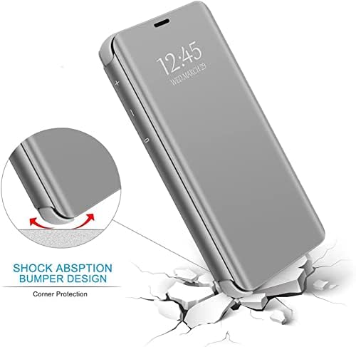 Кожен калъф Galaxy S9, който е Съвместим с Samsung Galaxy S9, 5,8-инчов калъф за телефон, Огледало за грим, флип-надолу капак, калъф за телефон S9 със стойка, устойчив на удари Защитен калъф за Samsung S9 Slim Cases