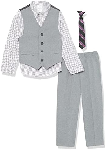 Комплект официален костюм Van Heusen за момчета от 4 теми, Жилетка, Панталон, Риза с яка и вратовръзка
