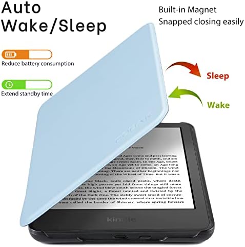 Калъф CoBak само за всички нови Kindle 11-то поколение 2022 година на издаване - Ултратънък смарт калъф от изкуствена кожа с функция за автоматично преминаване в режим на заспиване и събуждане, защитен калъф премиум-клас